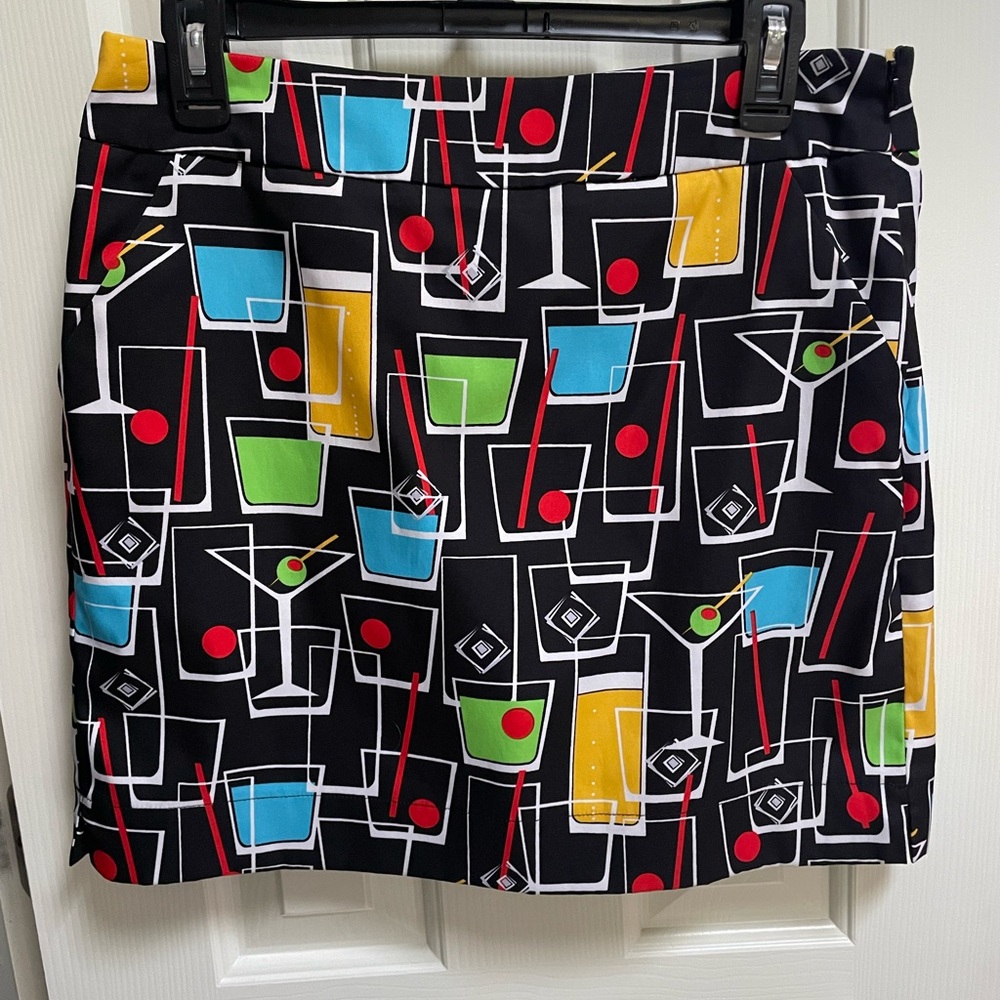 Loudmouth Blue and Gold Mini Pencil Skirt Cocktail